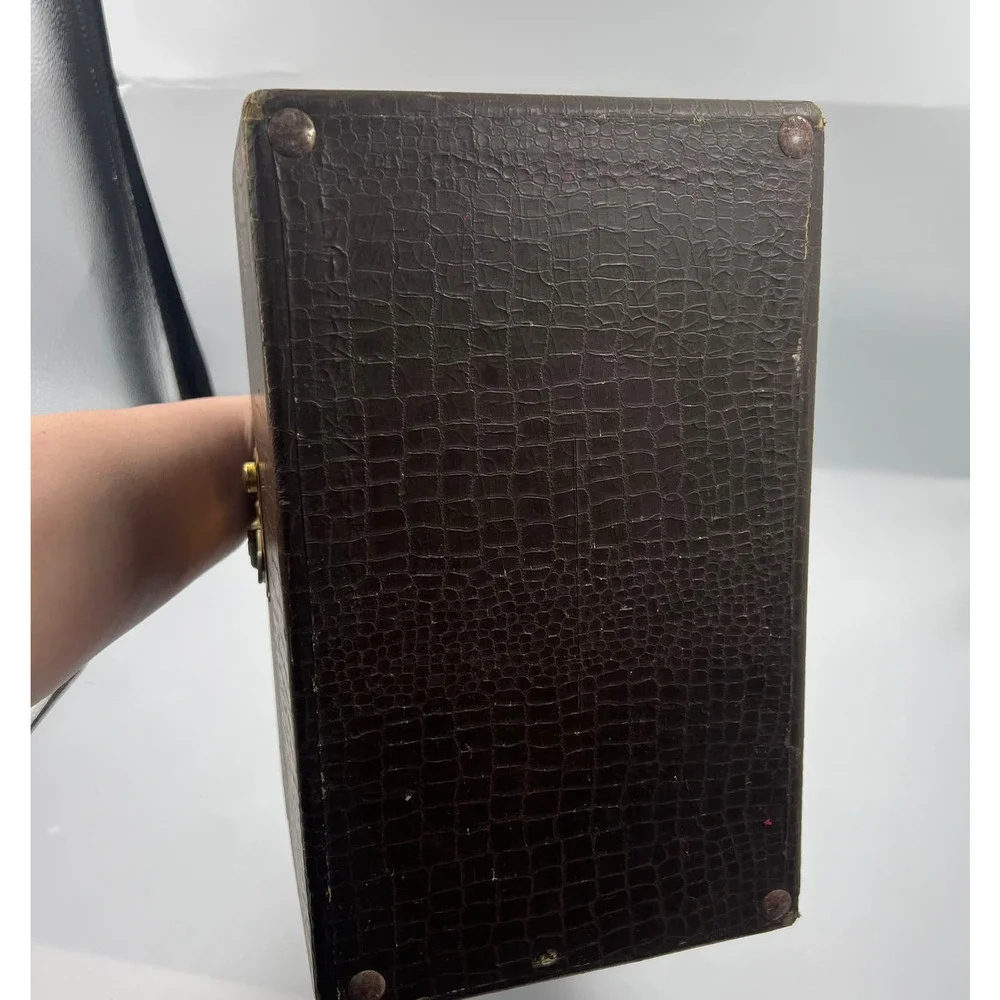 Vintage Snake Skin Mini Train Travel Case Carry On Luggage Handle MCM Distressed